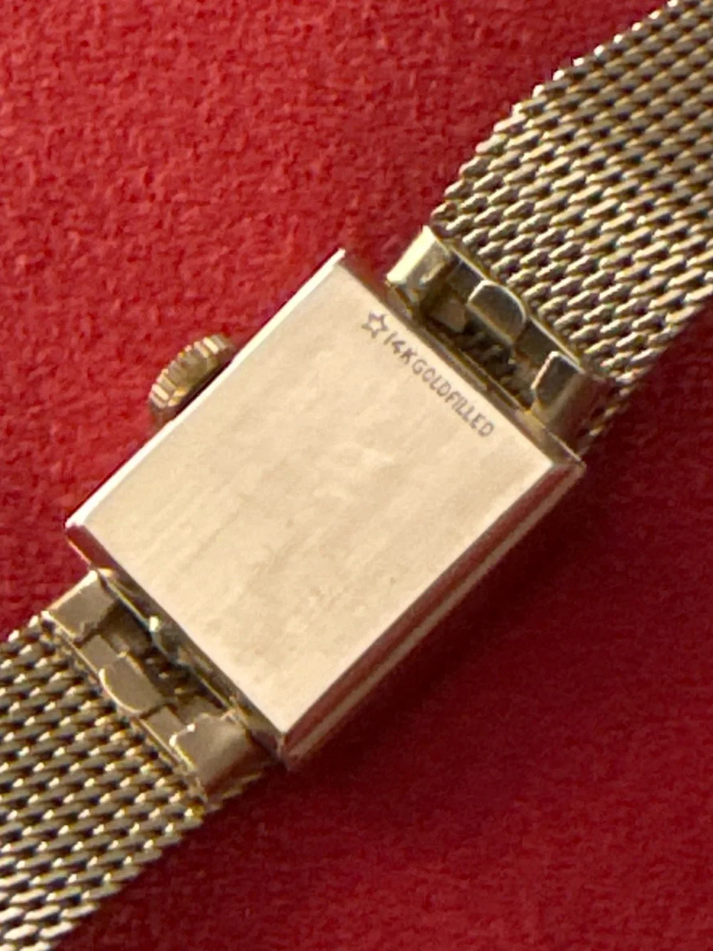 Omega Women's Gold Manual Mesh Bracelet Watch with Square Dial